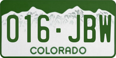 CO license plate 016JBW