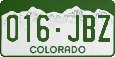 CO license plate 016JBZ