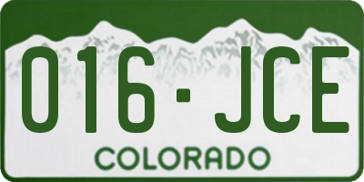 CO license plate 016JCE