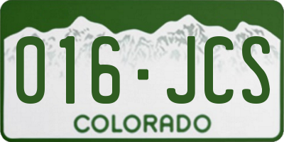 CO license plate 016JCS