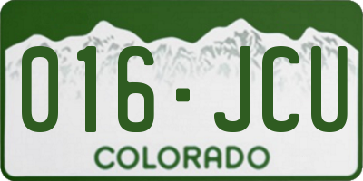 CO license plate 016JCU