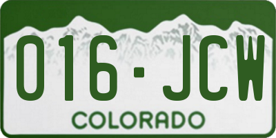 CO license plate 016JCW