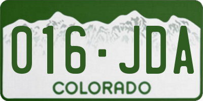 CO license plate 016JDA