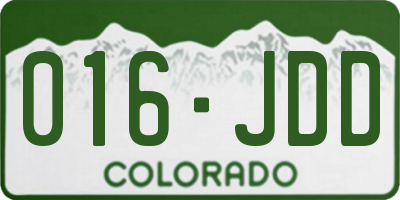 CO license plate 016JDD