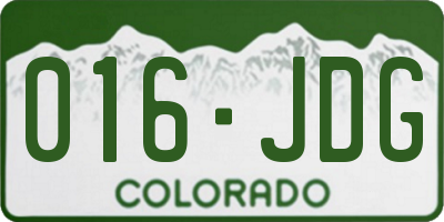 CO license plate 016JDG