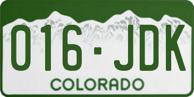 CO license plate 016JDK