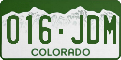 CO license plate 016JDM
