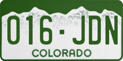 CO license plate 016JDN