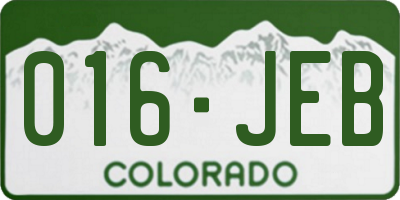CO license plate 016JEB