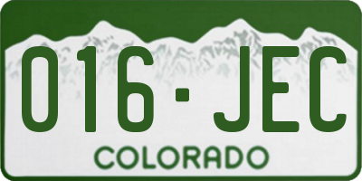 CO license plate 016JEC