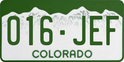 CO license plate 016JEF