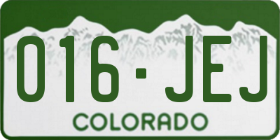 CO license plate 016JEJ