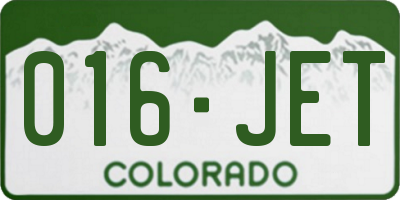 CO license plate 016JET
