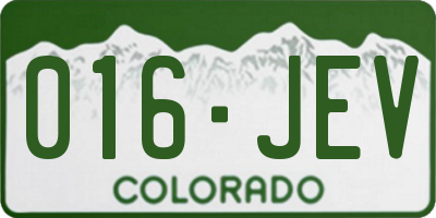 CO license plate 016JEV