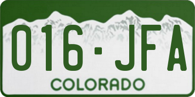 CO license plate 016JFA