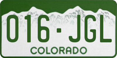 CO license plate 016JGL