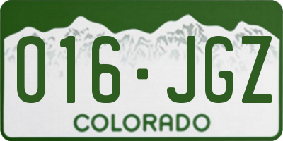 CO license plate 016JGZ