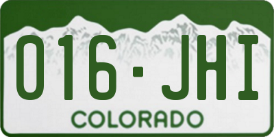 CO license plate 016JHI