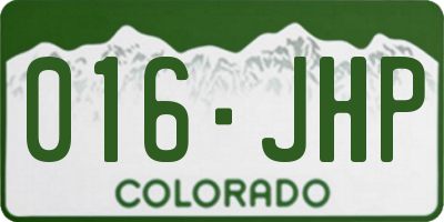 CO license plate 016JHP
