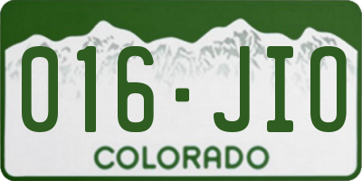 CO license plate 016JIO
