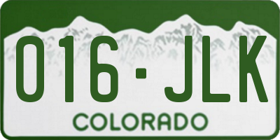 CO license plate 016JLK
