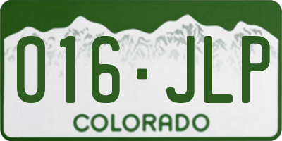 CO license plate 016JLP