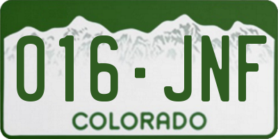 CO license plate 016JNF