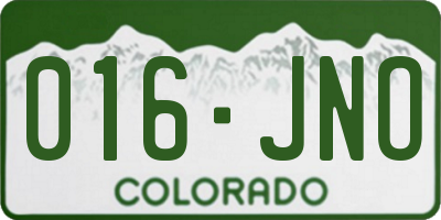 CO license plate 016JNO