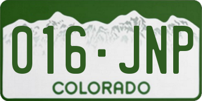 CO license plate 016JNP