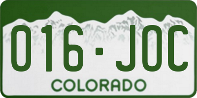 CO license plate 016JOC