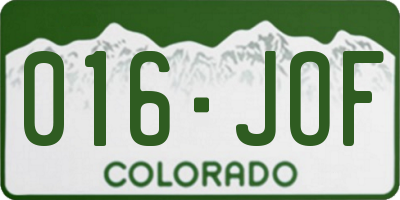 CO license plate 016JOF