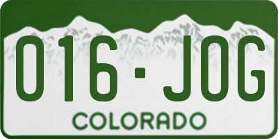 CO license plate 016JOG
