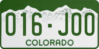 CO license plate 016JOO