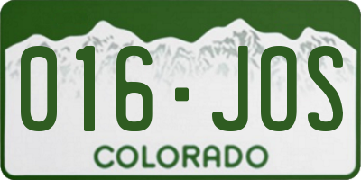CO license plate 016JOS