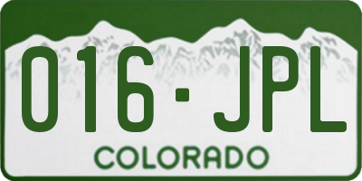 CO license plate 016JPL