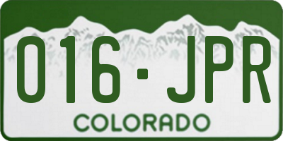 CO license plate 016JPR