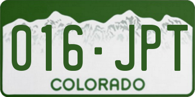 CO license plate 016JPT