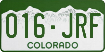 CO license plate 016JRF