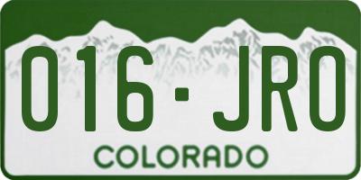 CO license plate 016JRO