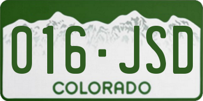 CO license plate 016JSD