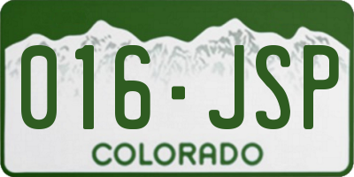 CO license plate 016JSP