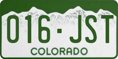 CO license plate 016JST