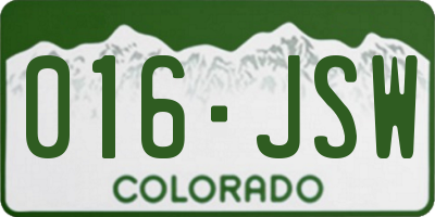 CO license plate 016JSW