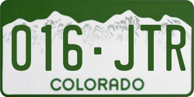 CO license plate 016JTR