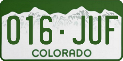 CO license plate 016JUF