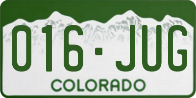 CO license plate 016JUG