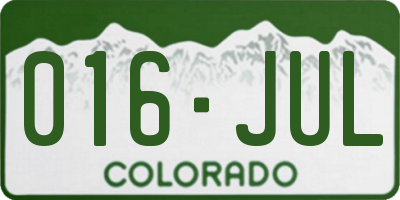 CO license plate 016JUL