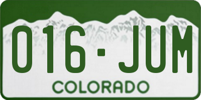CO license plate 016JUM