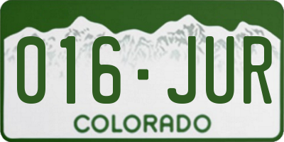 CO license plate 016JUR