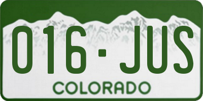 CO license plate 016JUS